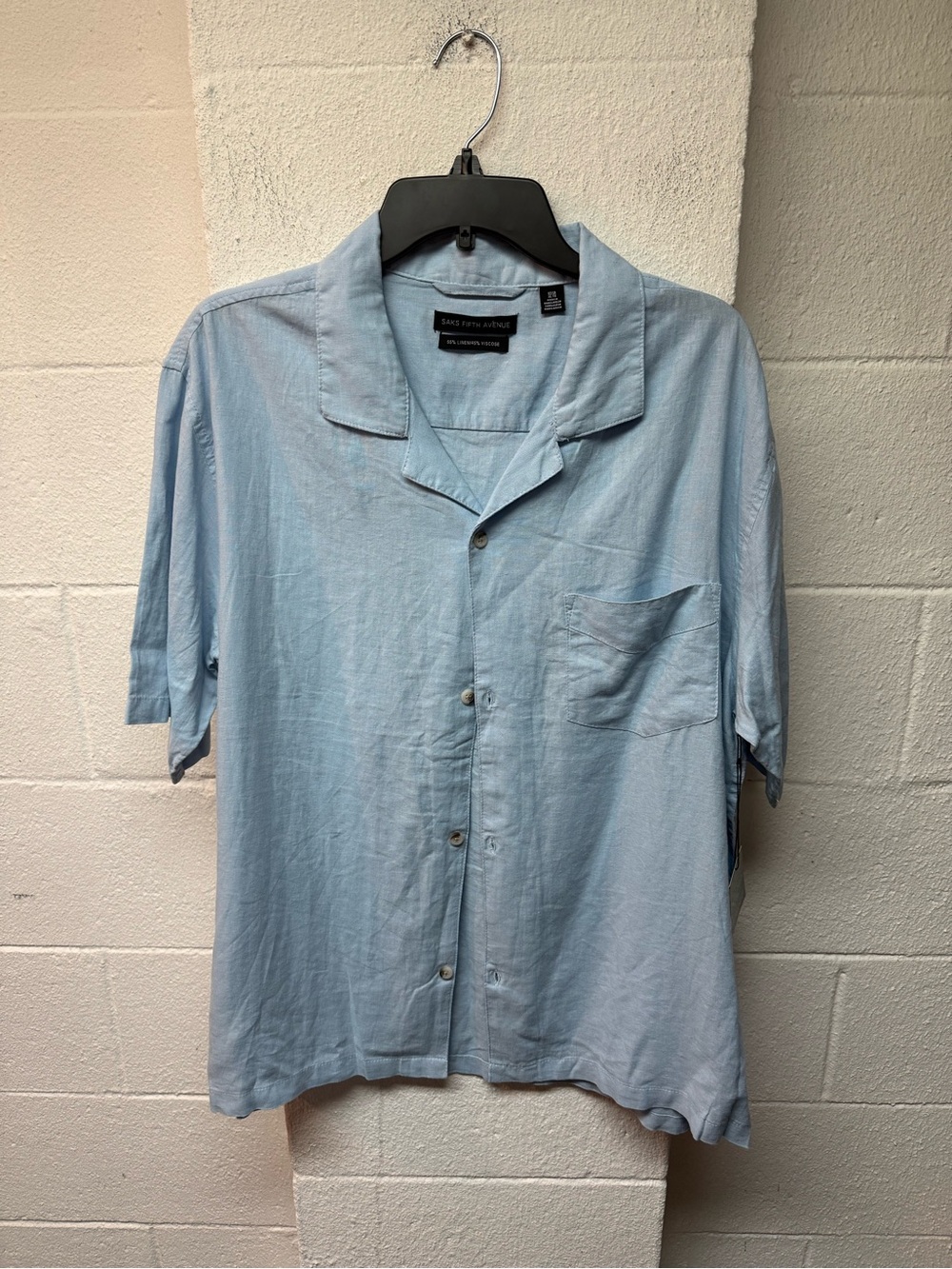 Saks Fifth Avenue Light Blue Short-Sleeve Button-Down Shirt
